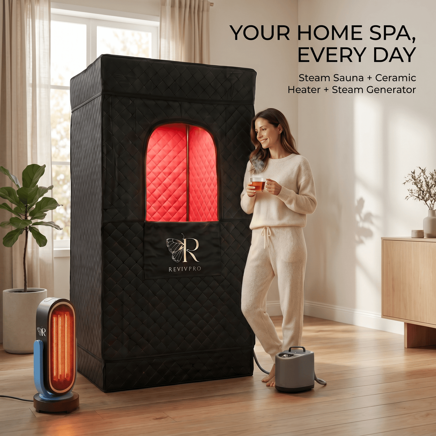 Complete Home Sauna Starter Bundle Kit โ Steam Sauna + Sauna Heater