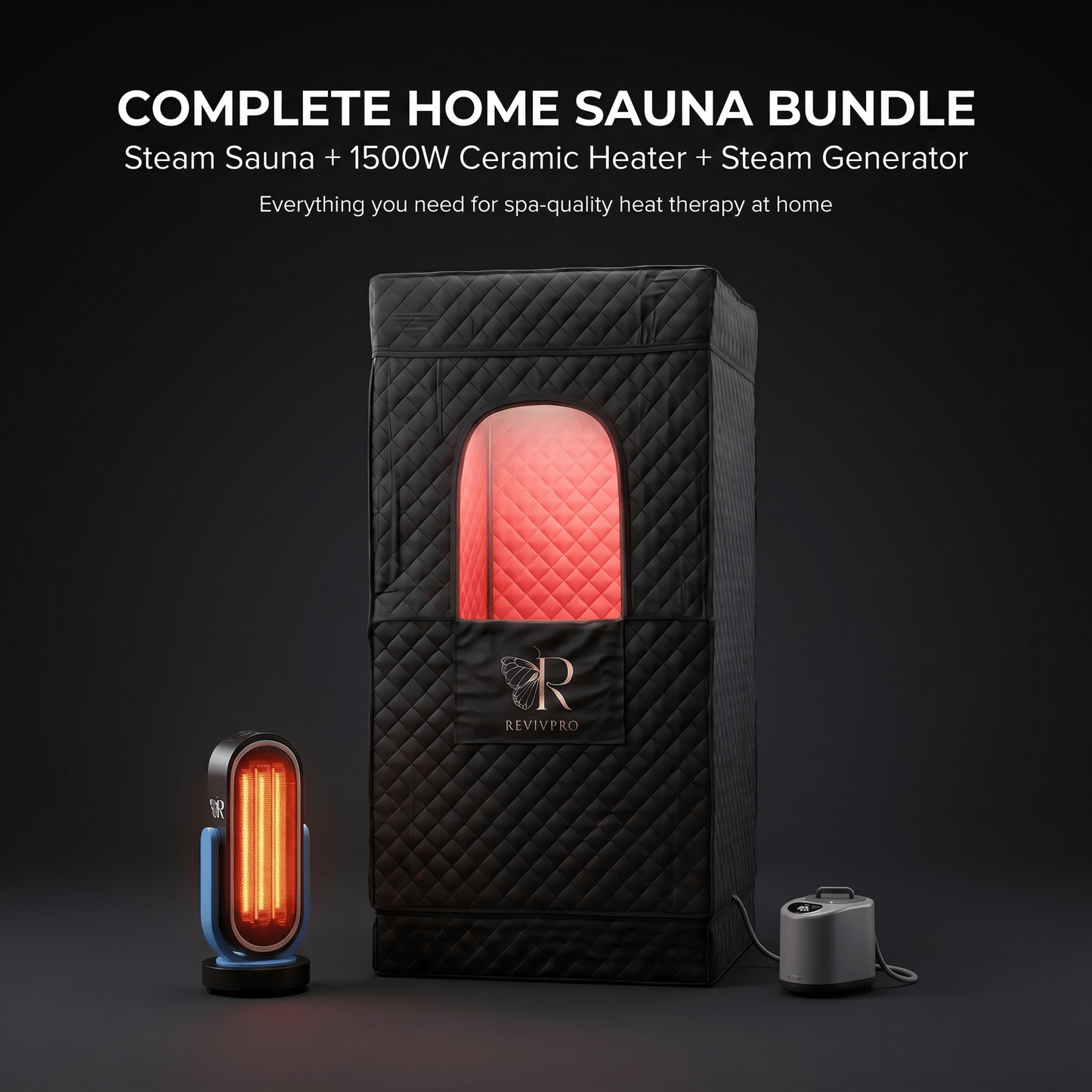 Complete Home Sauna Starter Bundle Kit โ Steam Sauna + Sauna Heater