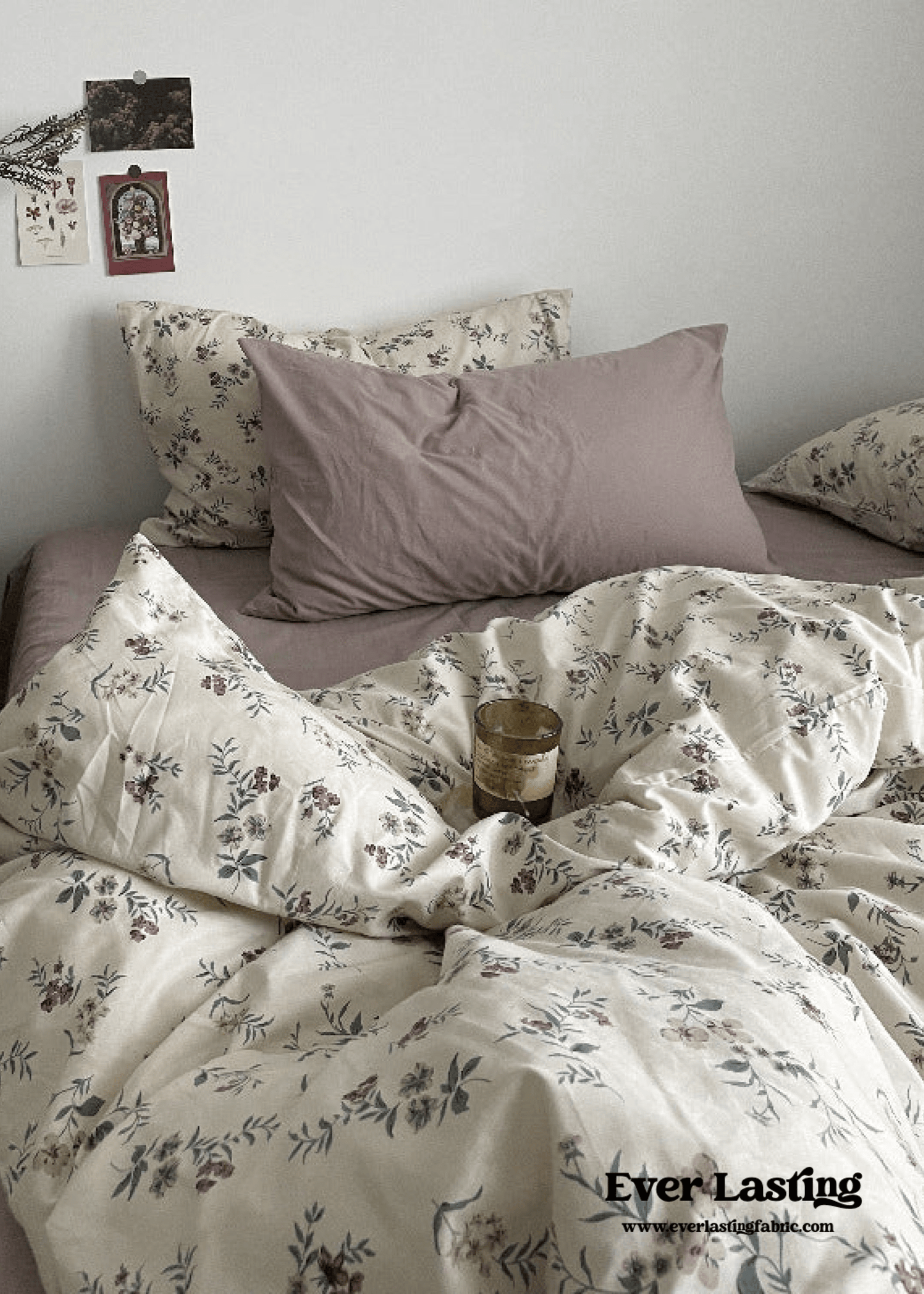 Cottage Floral Bedding Set / Dusty Purple