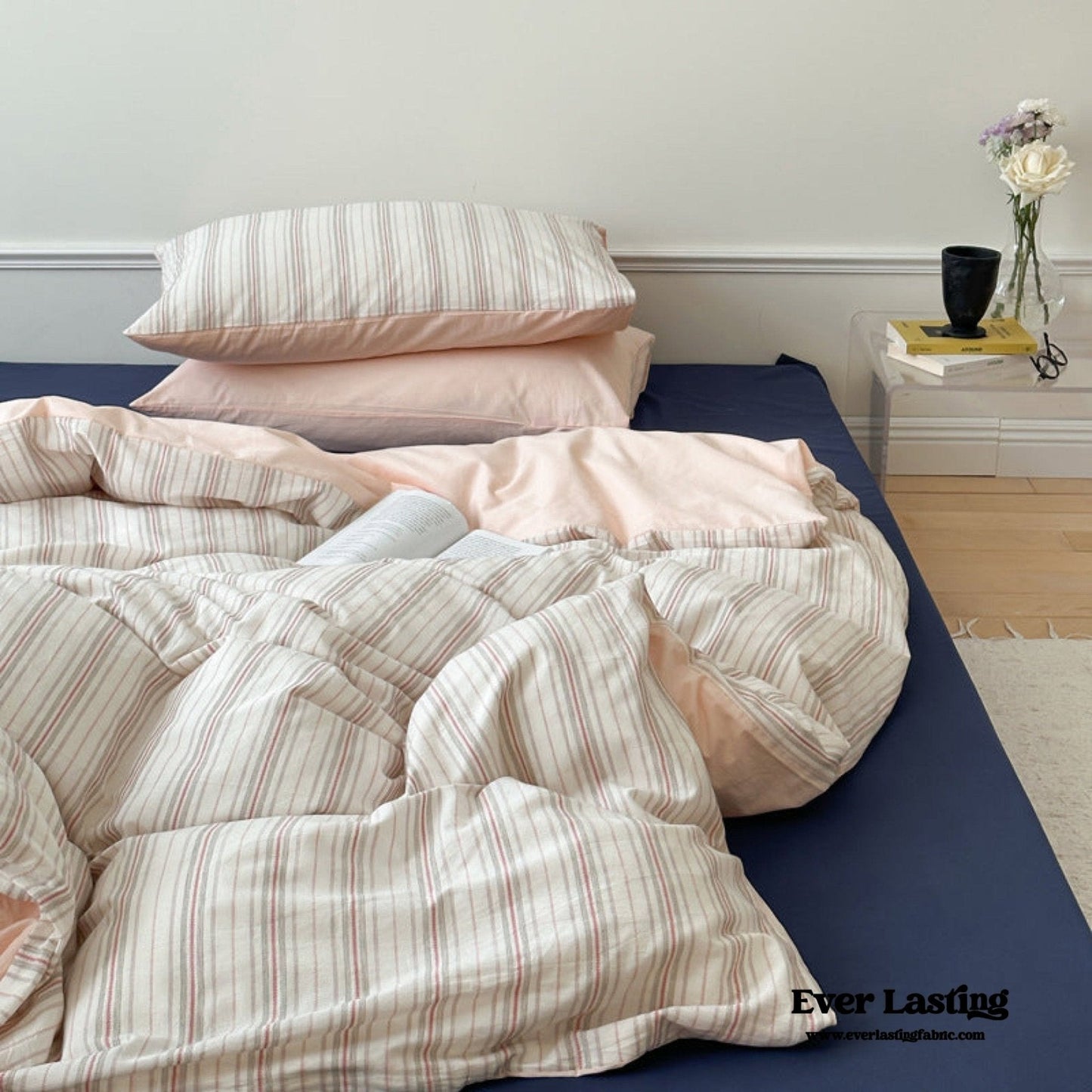 Cozy Pastel Striped Washed Cotton Bedding Set