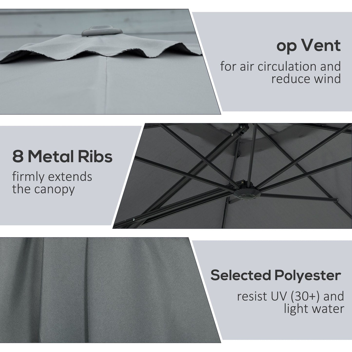 8FT Cantilever Patio Umbrella, Offset Patio Umbrella with Cross Base for Deck, Backyard, Pool and Garden, Hanging Umbrellas, Switch with a Wrench, Dark Gray
