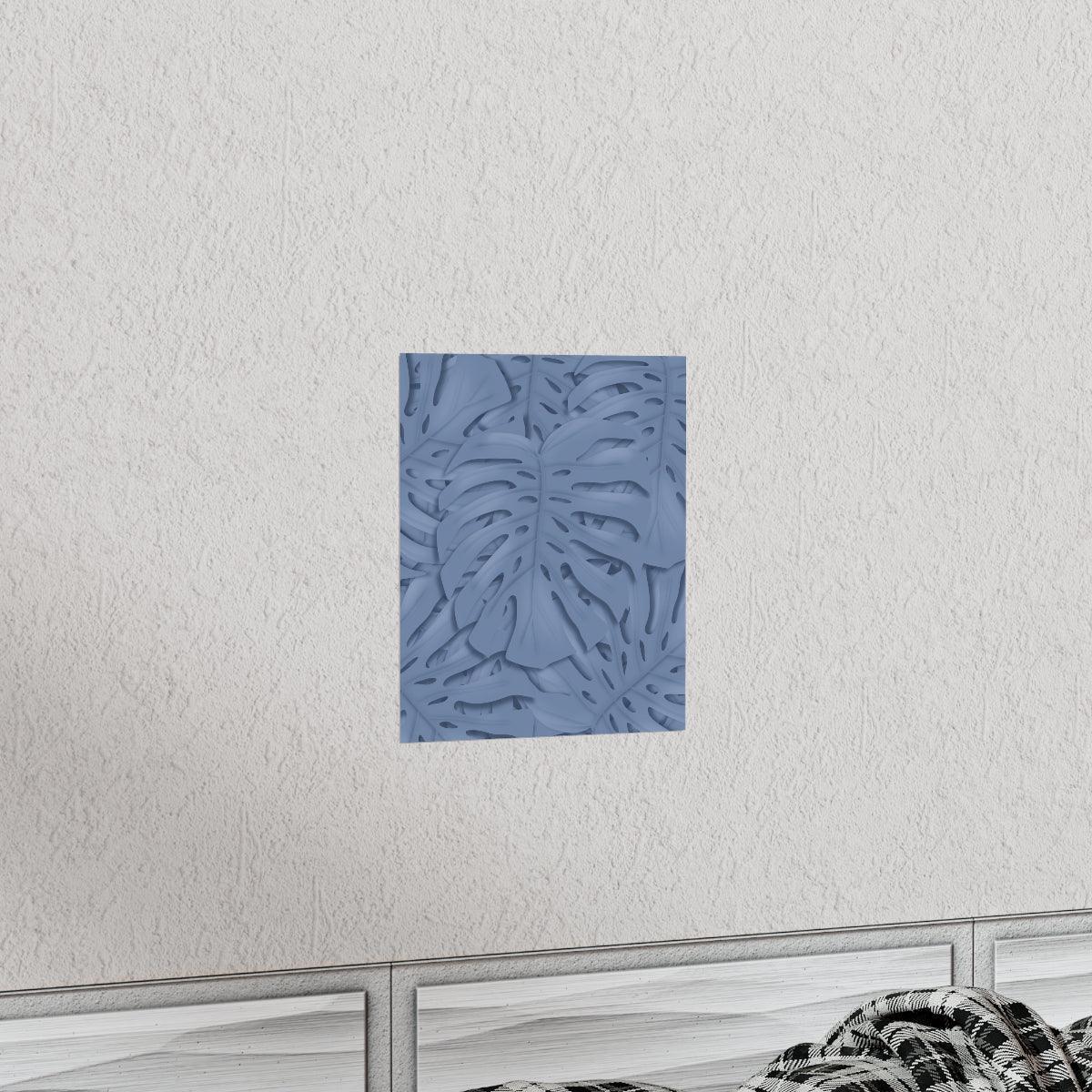 Blue Monstera Botanical Print – Unframed Wall Art
