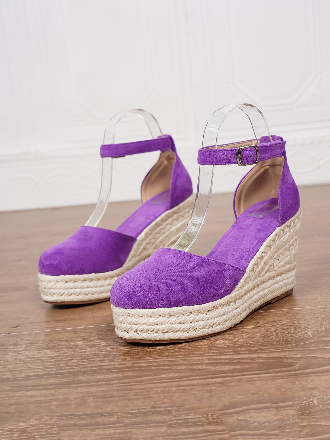 Platform Espadrille Sandals With Ankle Strap – Women's Chunky Heel Buckle Sandals