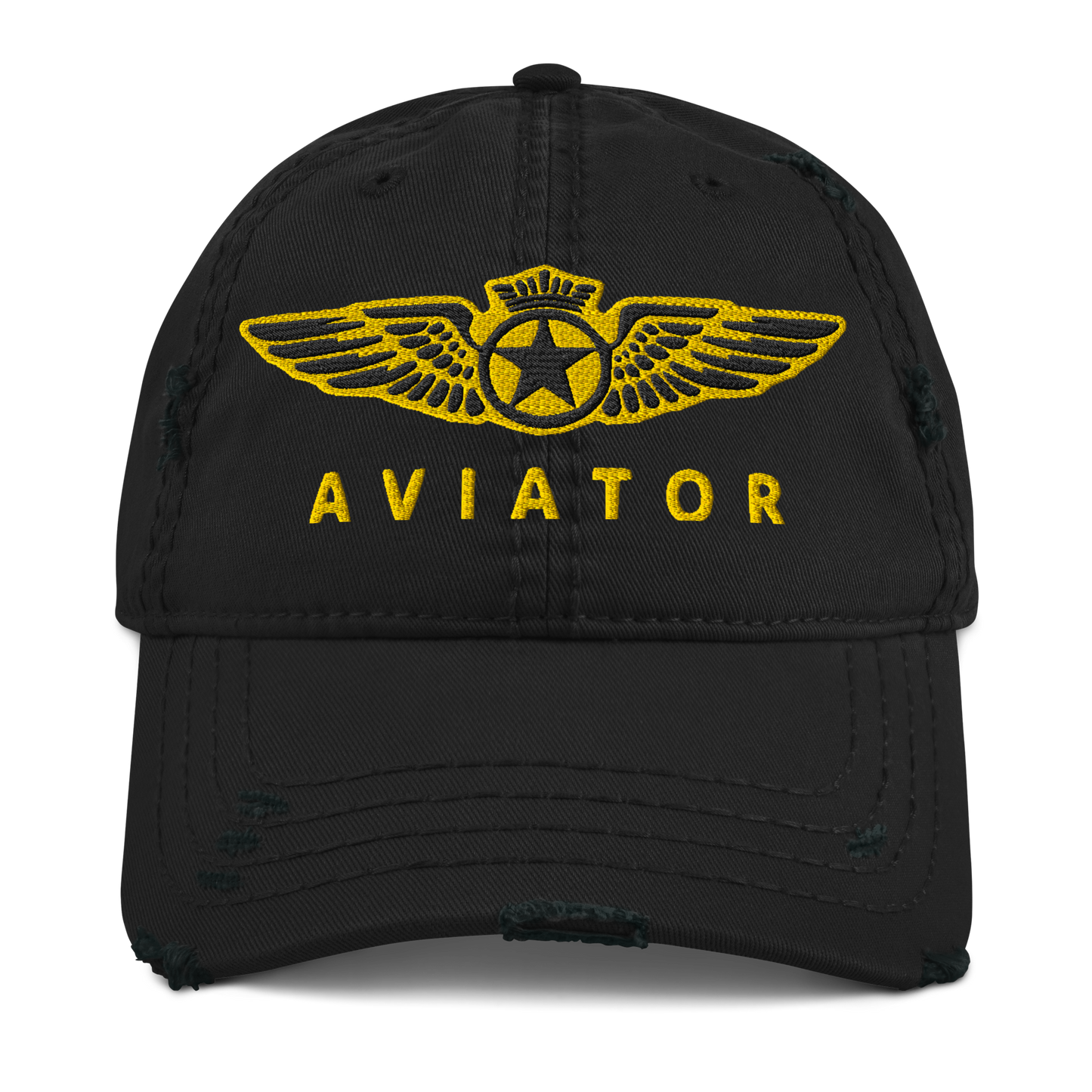Aviator wings distressed dad hat — embroidered pilot cap, gift for pilots and aircrew