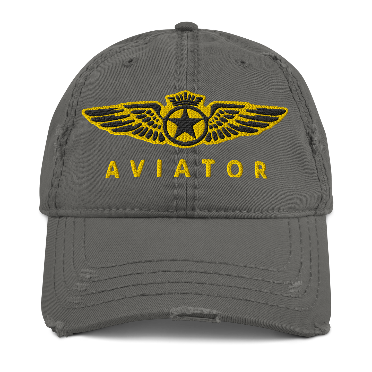 Aviator wings distressed dad hat — embroidered pilot cap, gift for pilots and aircrew