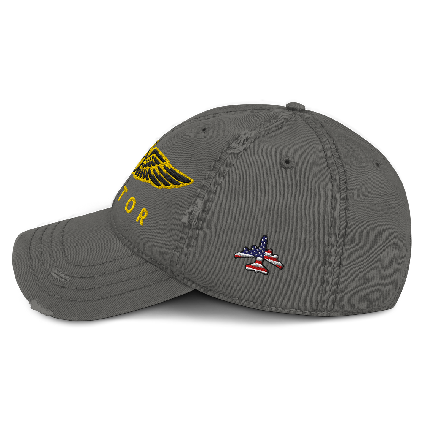 Aviator wings distressed dad hat — embroidered pilot cap, gift for pilots and aircrew