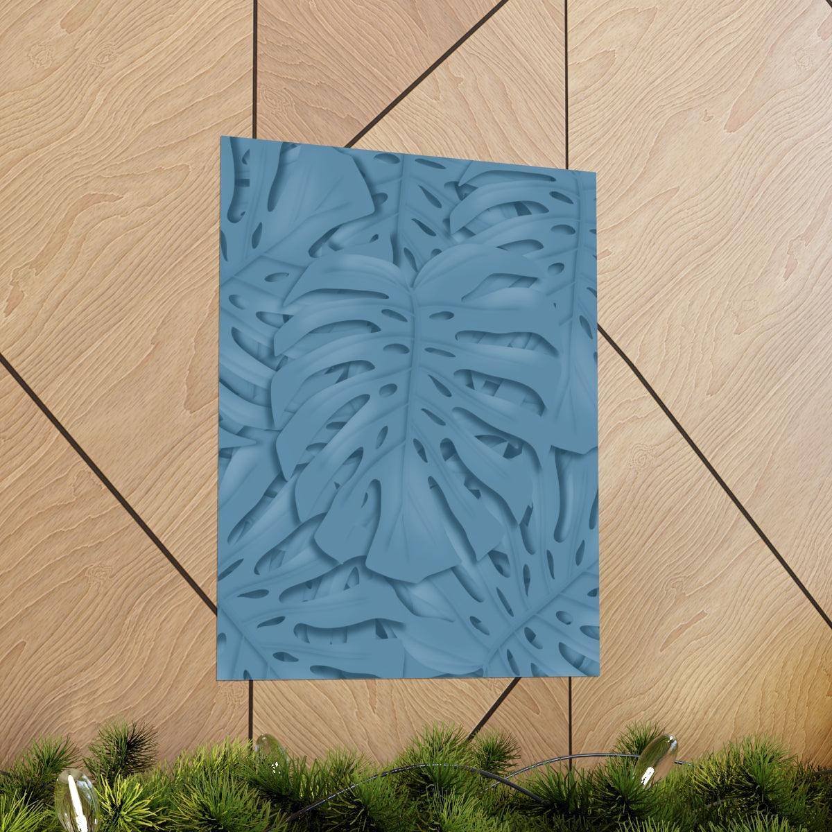 Cerulean Monstera Botanical Print – Unframed Wall Art