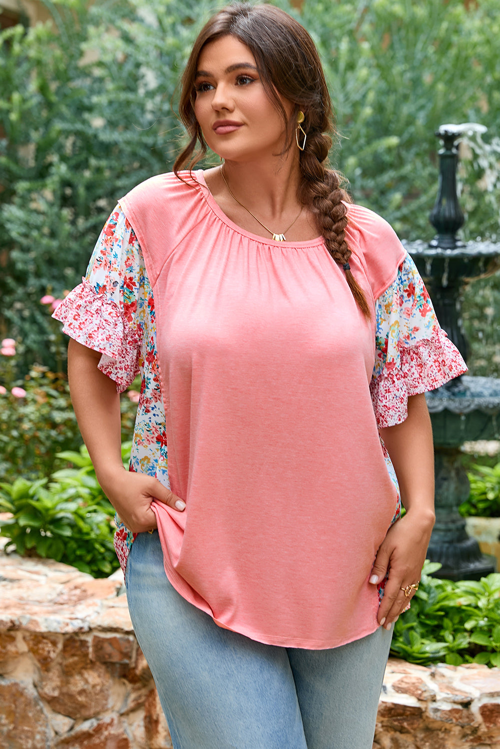 Lacey Ruffled Short Sleeve PLUS Blouse