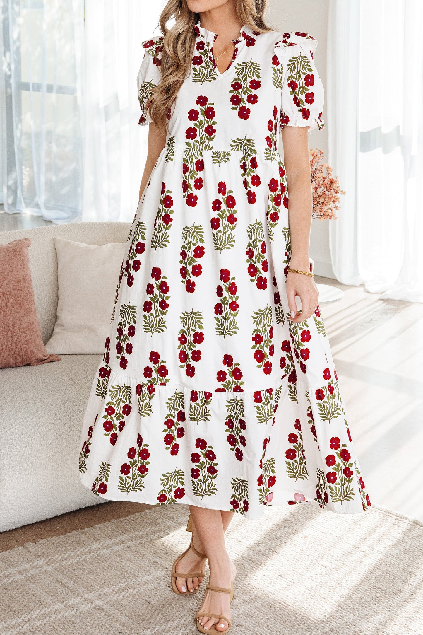Promise Sleeve Tiered Maxi Dress