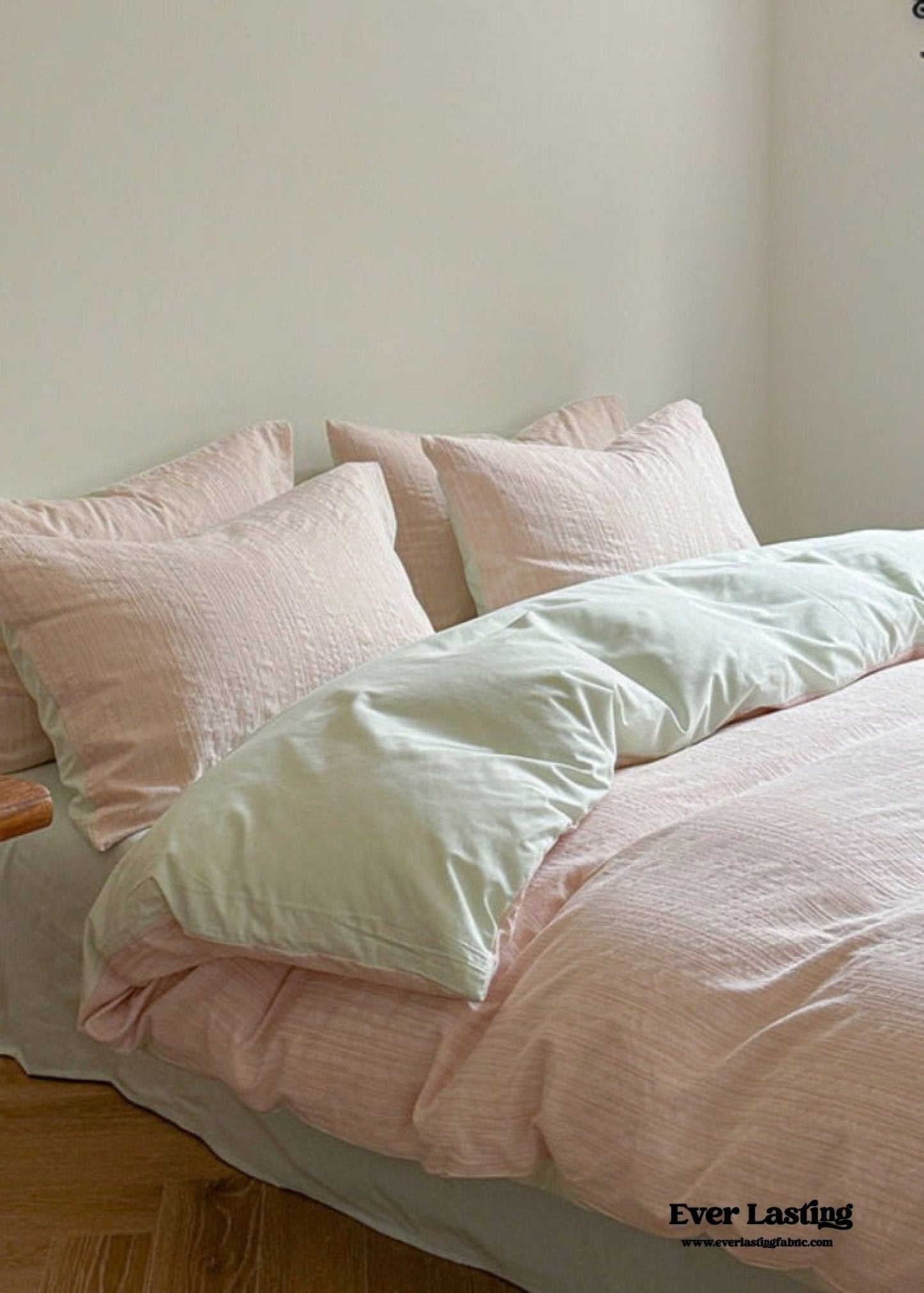 Emma Duo Striped Jacquard Bedding Set / Light Pink