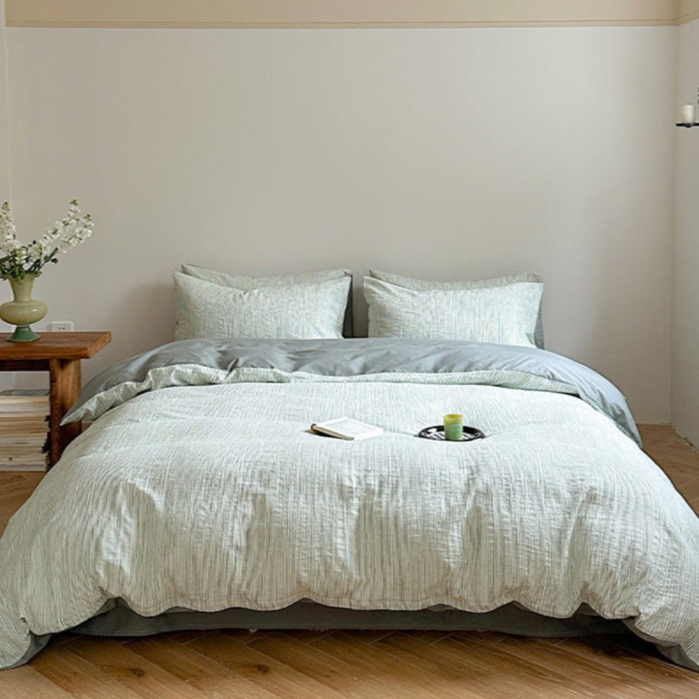 Emma Duo Striped Jacquard Bedding Set / Gray