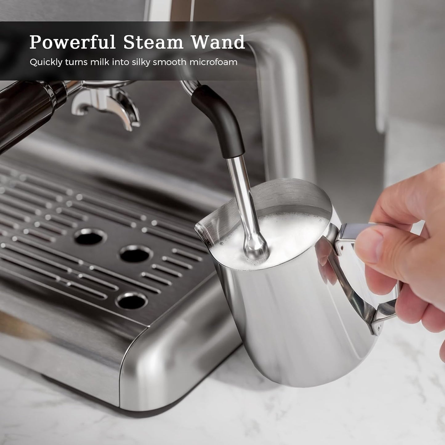 Espresso Machine ,Semi-Automatic Coffee Maker with Bean Grinder and Milk Frother Steam Wand CM8050