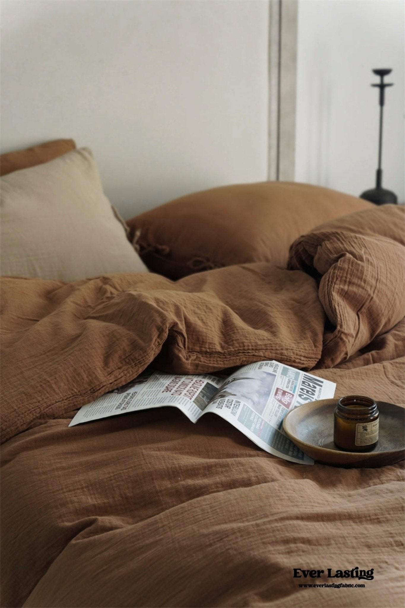 Evelyn Retro Double Gauze Bedding Set / Beige Brown