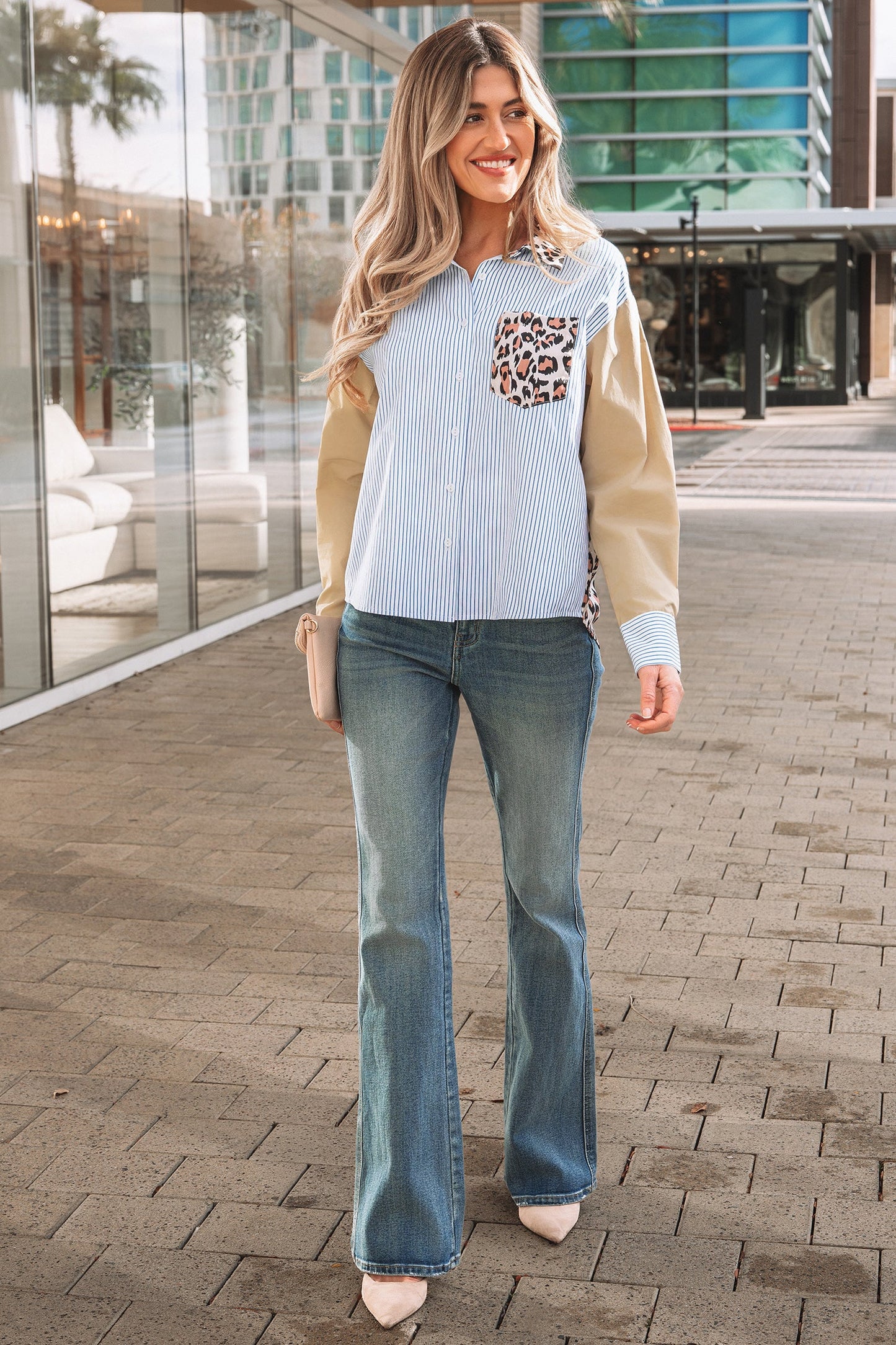 Aleia Chest Cuffed Sleeve Shirt