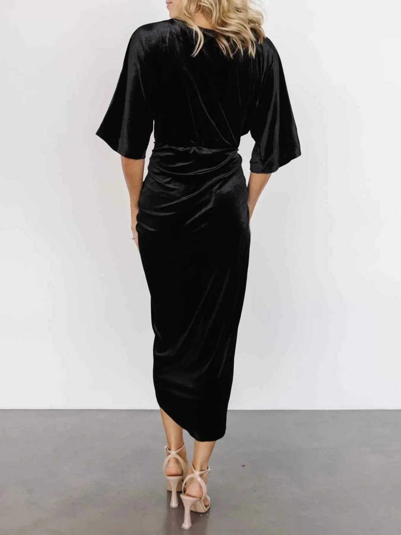 Ruched Surplice Half Sleeve Dress, Holiday Dress