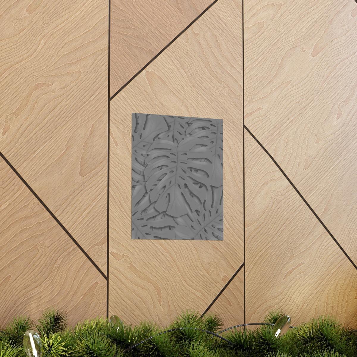 Grey Monstera Botanical Print – Unframed Wall Art