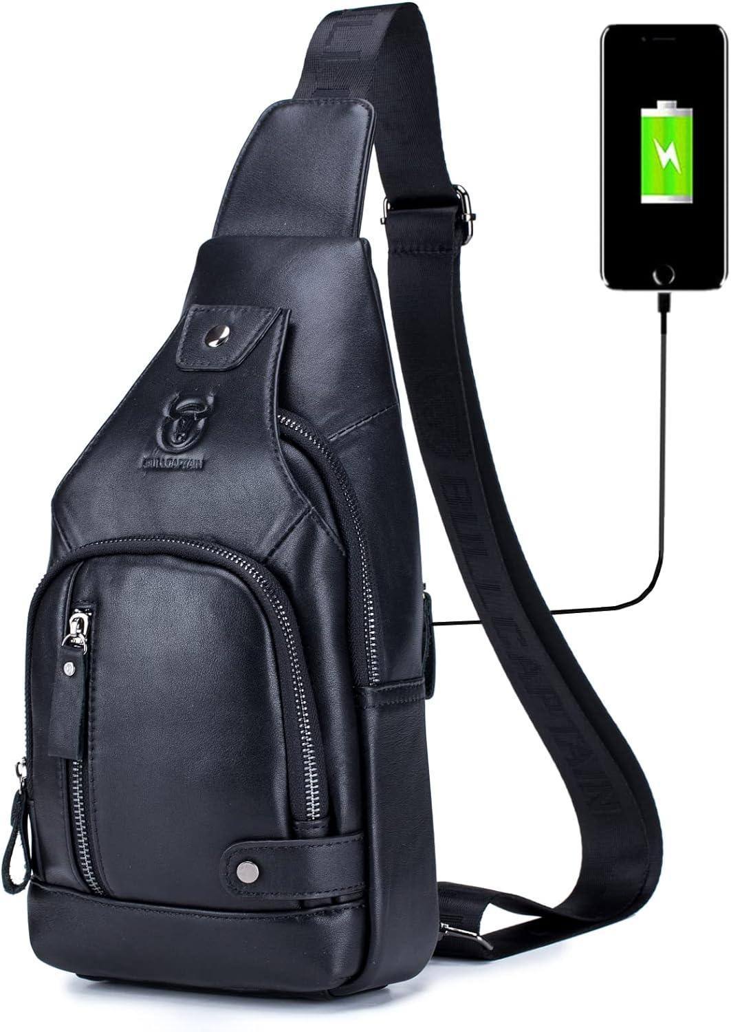 Men’s Leather Sling Bag – Secure Anti-Theft Classic Everyday