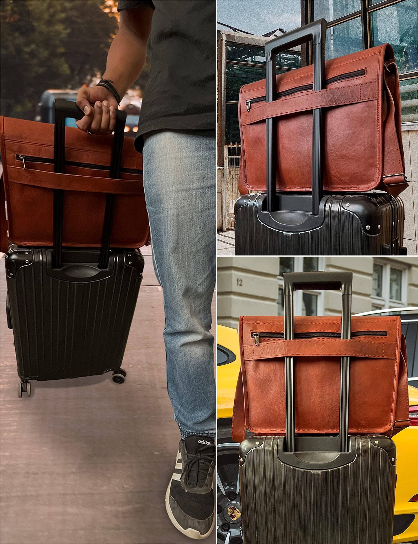 Men’s Leather Messenger Bag – 15.6 Laptop Ready
