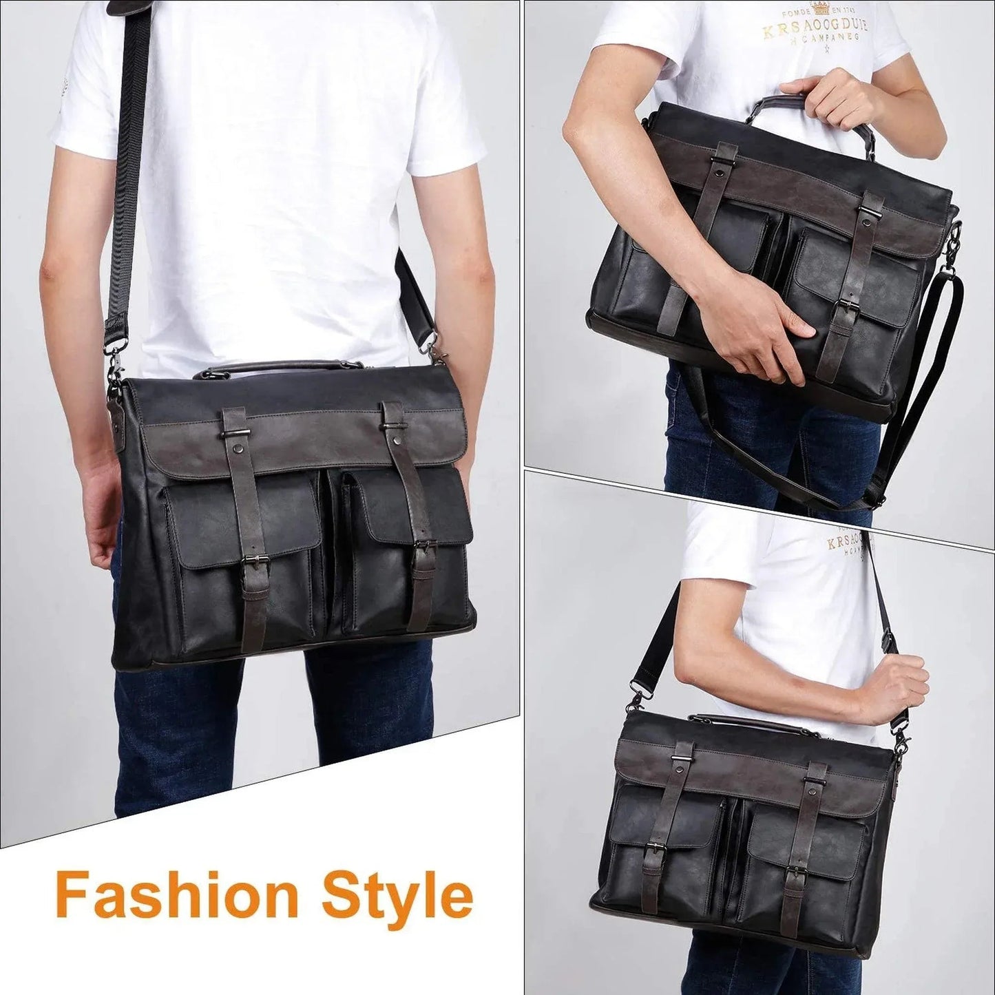 Men’s Leather Messenger Bag – Water-Resistant Professional Commute