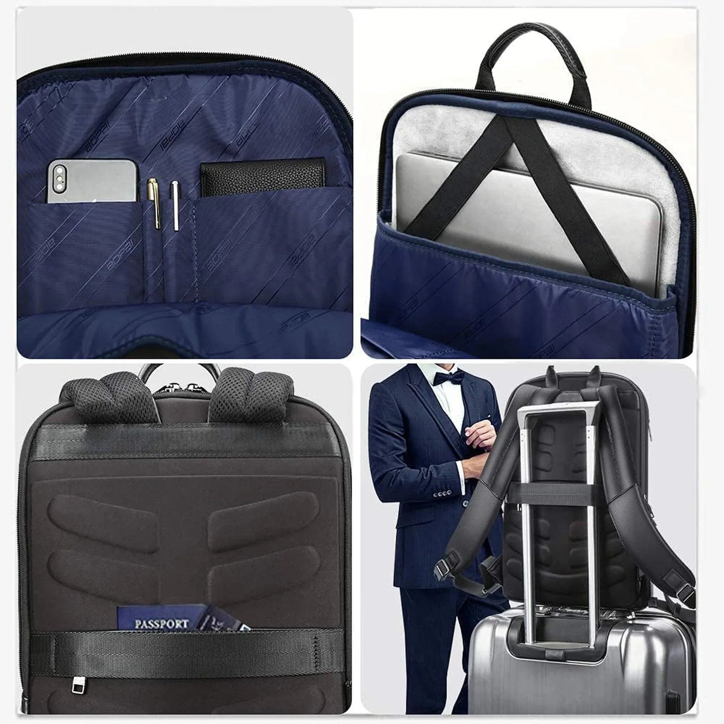Anti-Theft Leather Backpack – Smart USB Charging & 15.6″ Laptop Compartment