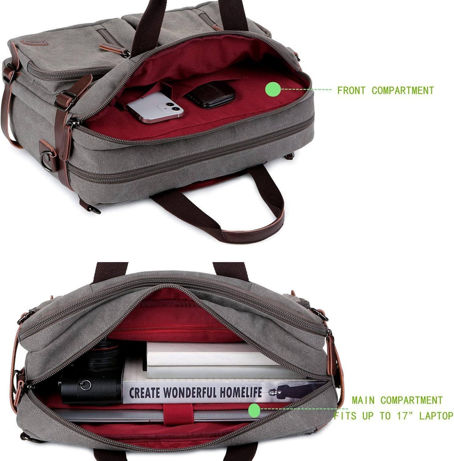Men’s Messenger Bag – Convertible Work 17 Laptop Ready