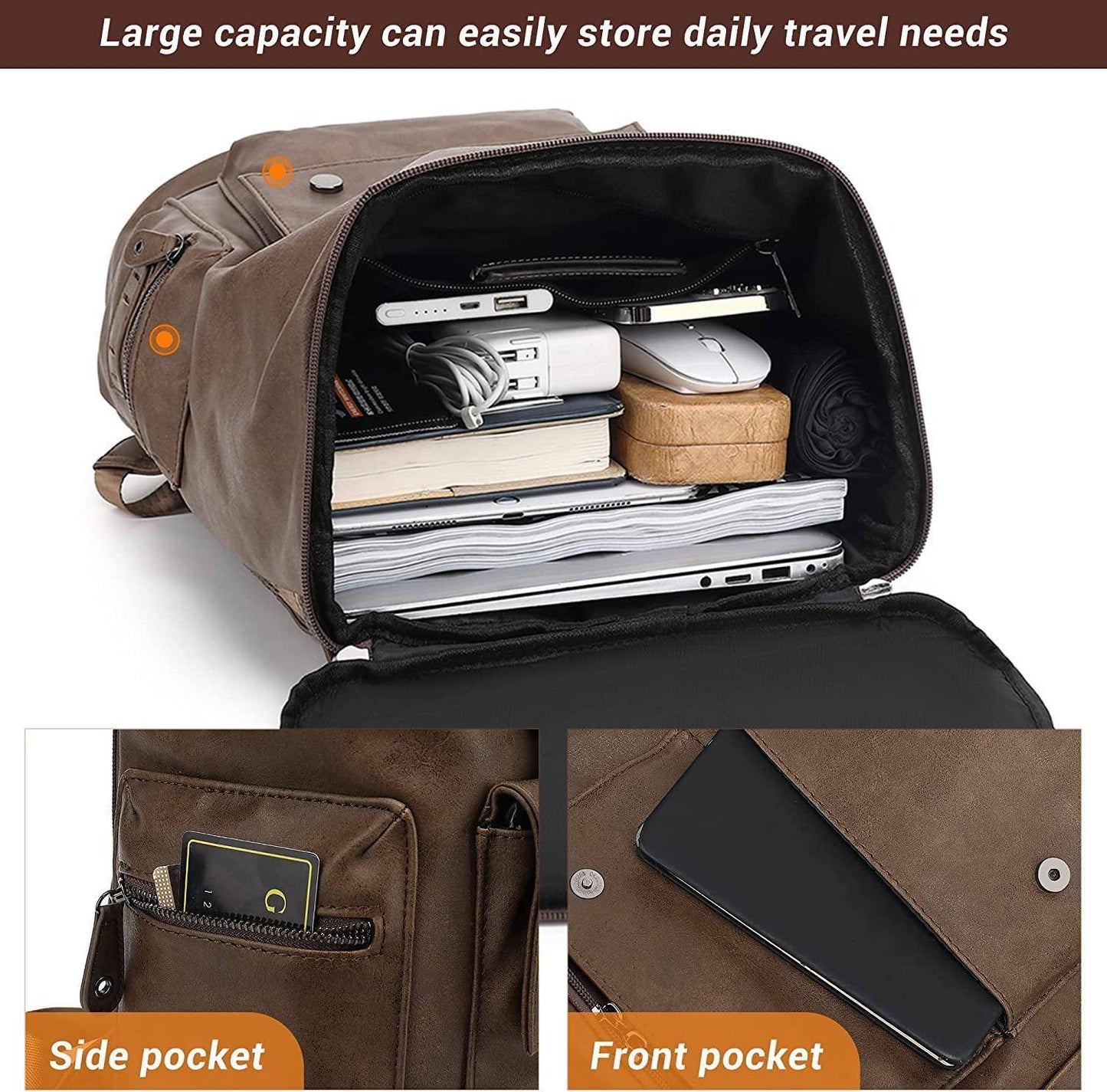 Men’s Leather Backpack – Water-Resistant Secure Anti-Theft