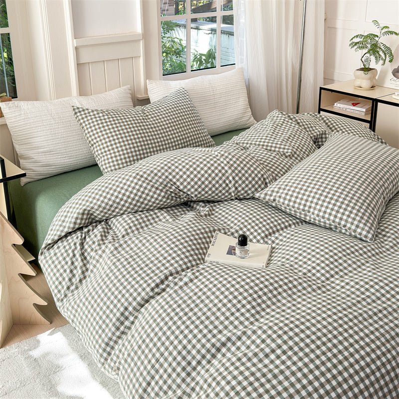 Gingham Bedding Set / Brown