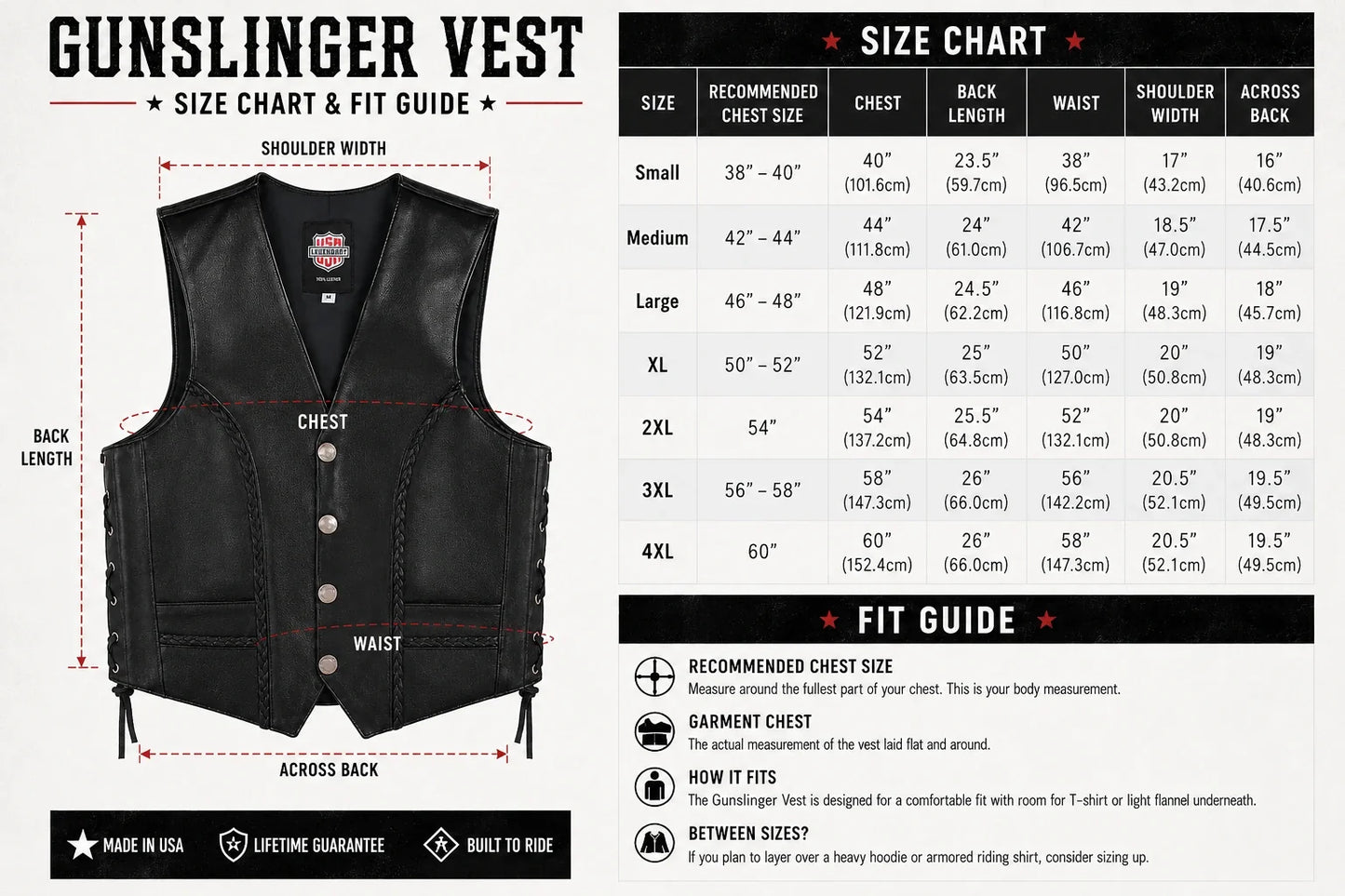 Legendary Gunslinger Men's Leather Vest