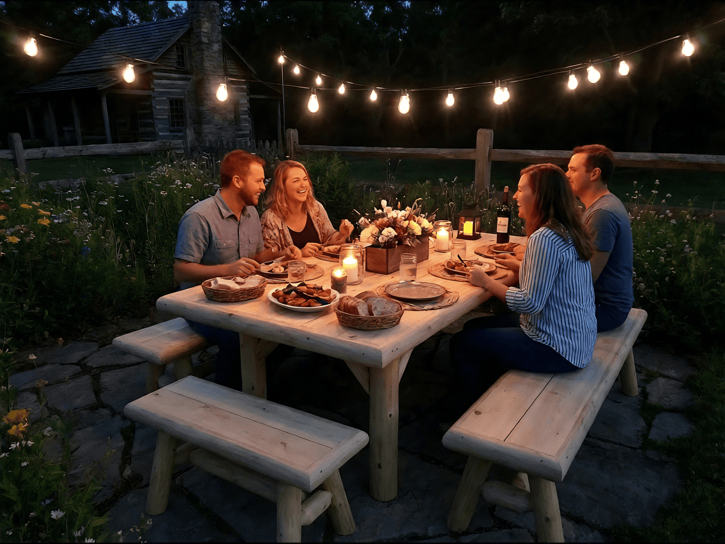 Handmade Rustic Outdoor Picnic Table