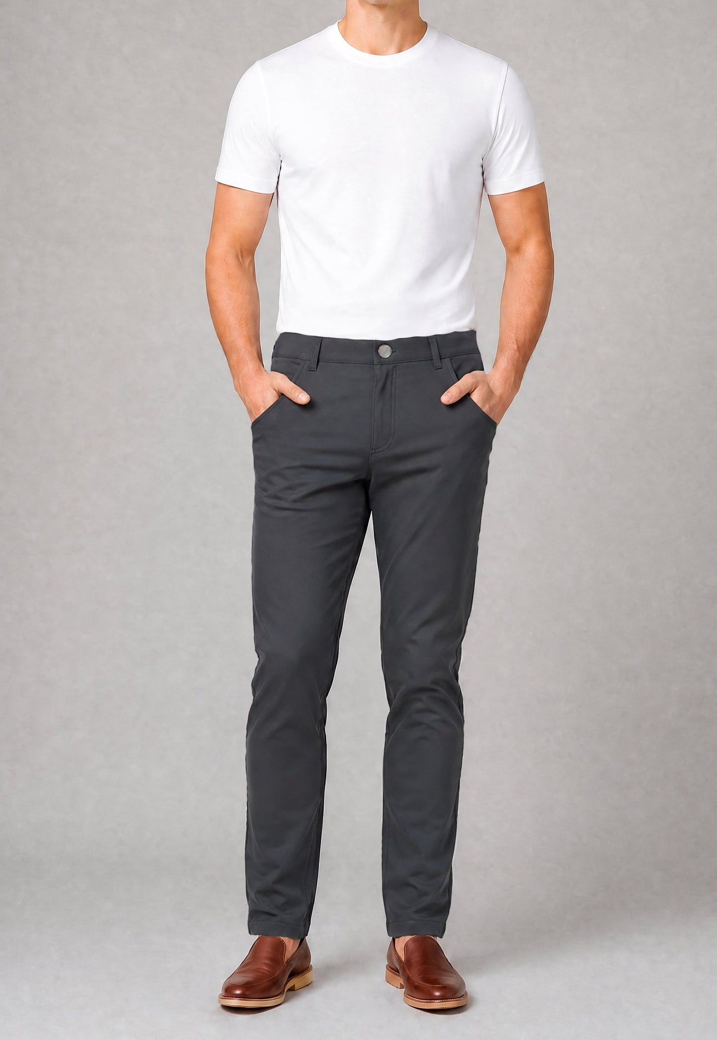 NEW & UPDATED Super - Stretch Men's Chinos //Casual// Dark Charcoal - Performance Collection