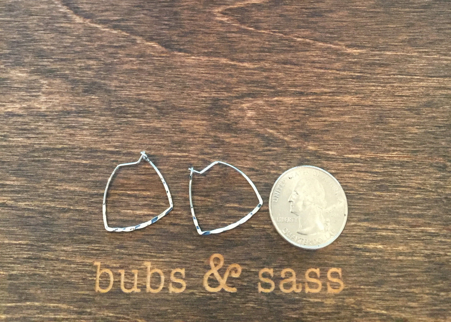 triangle hoop earrings. triangle ear wires. small geometric hoop earrings. hammered.