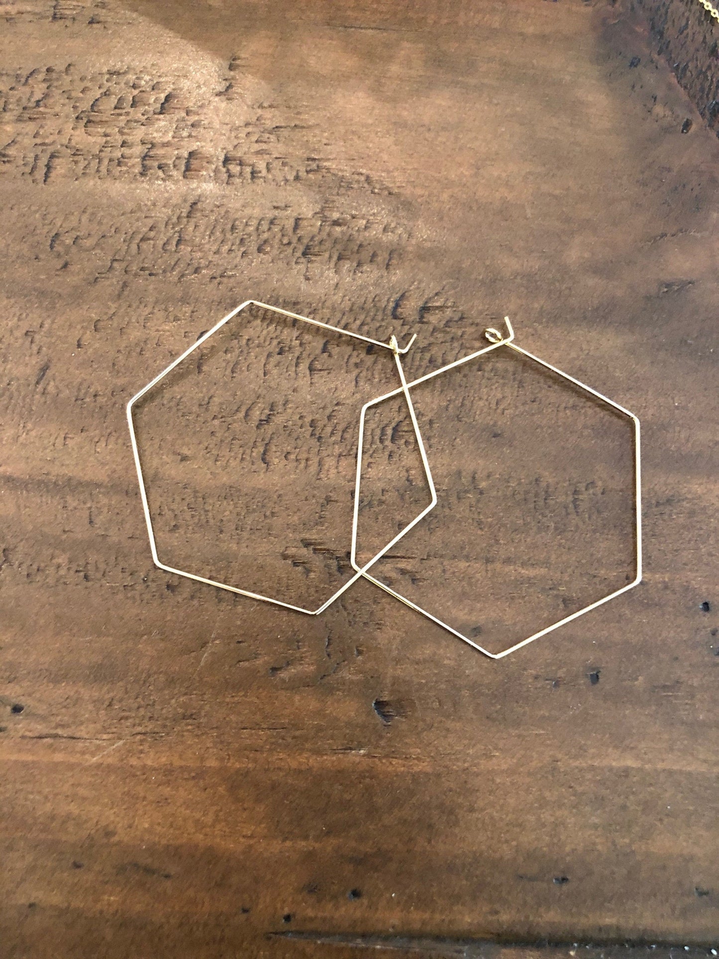 large geometric hexagon hoop earrings