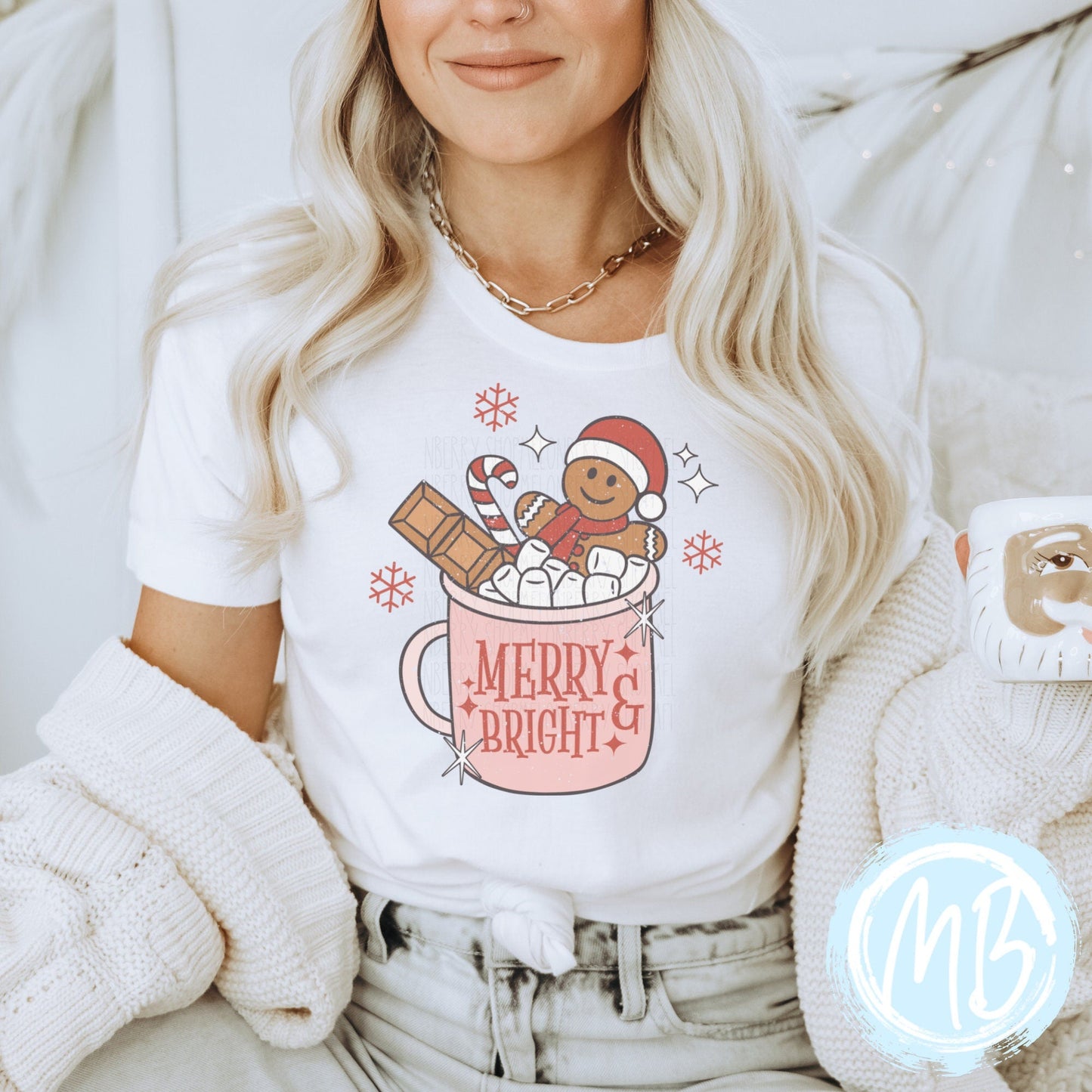 Merry & Bright Tee | Women | Christmas | Santa | Adult |
