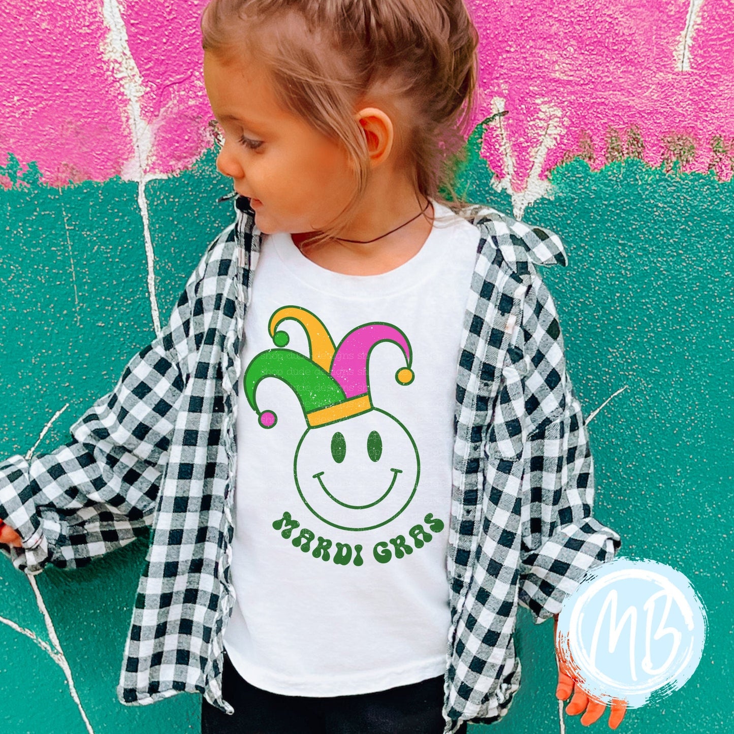 Mardi Gras Smiley Toddler & Youth Tee