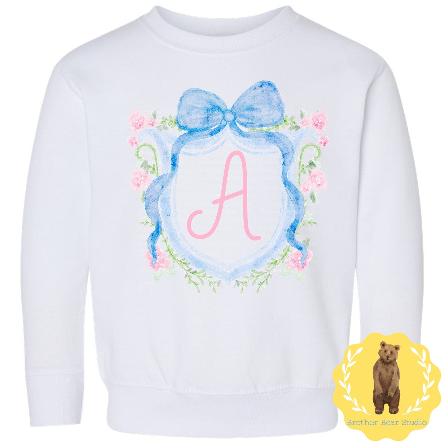 Blue Ribbon Floral Crest Sweatshirt | Girls | Sweatshirt |