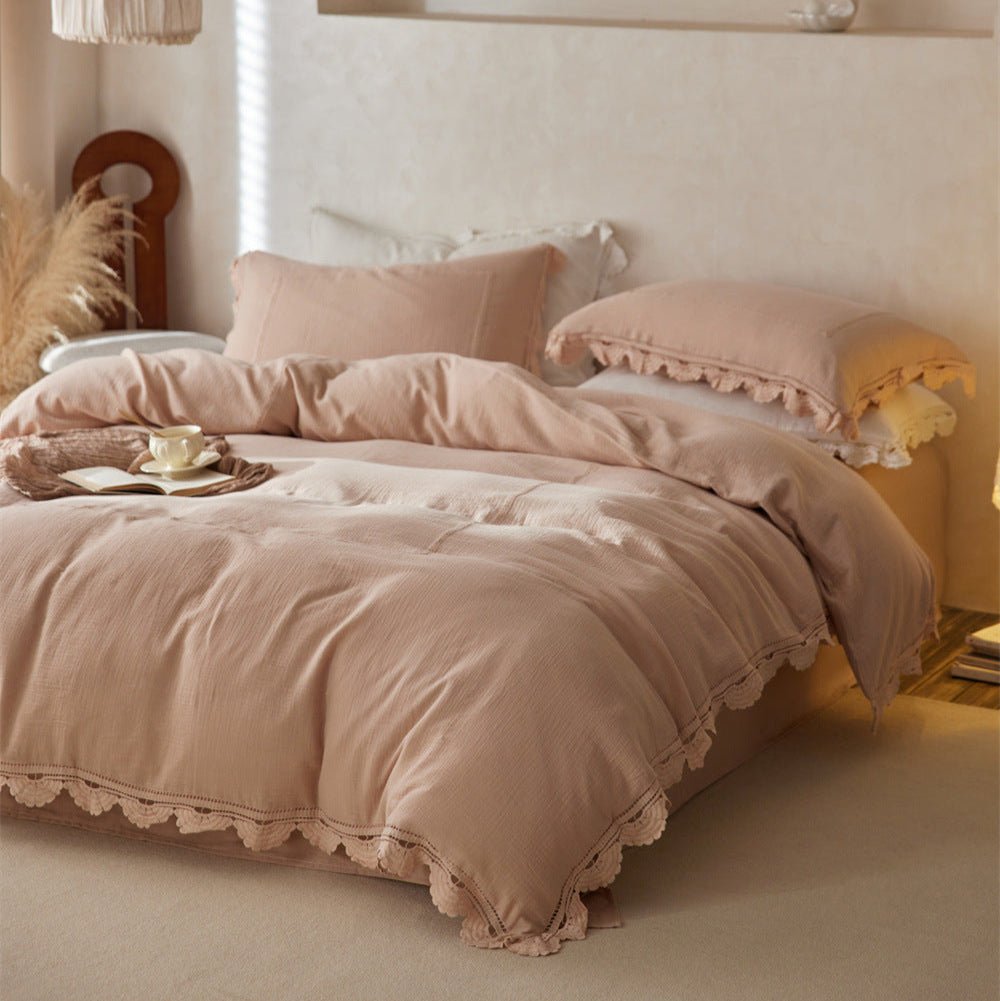 Isadora Lace Ruffle Double Gauze Bedding Set / Green