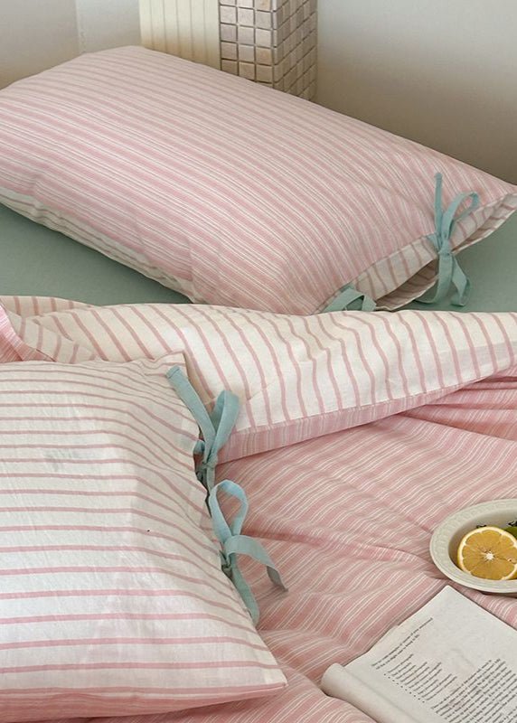 Josie Bow Tied Stripe Pillowcases / Purple