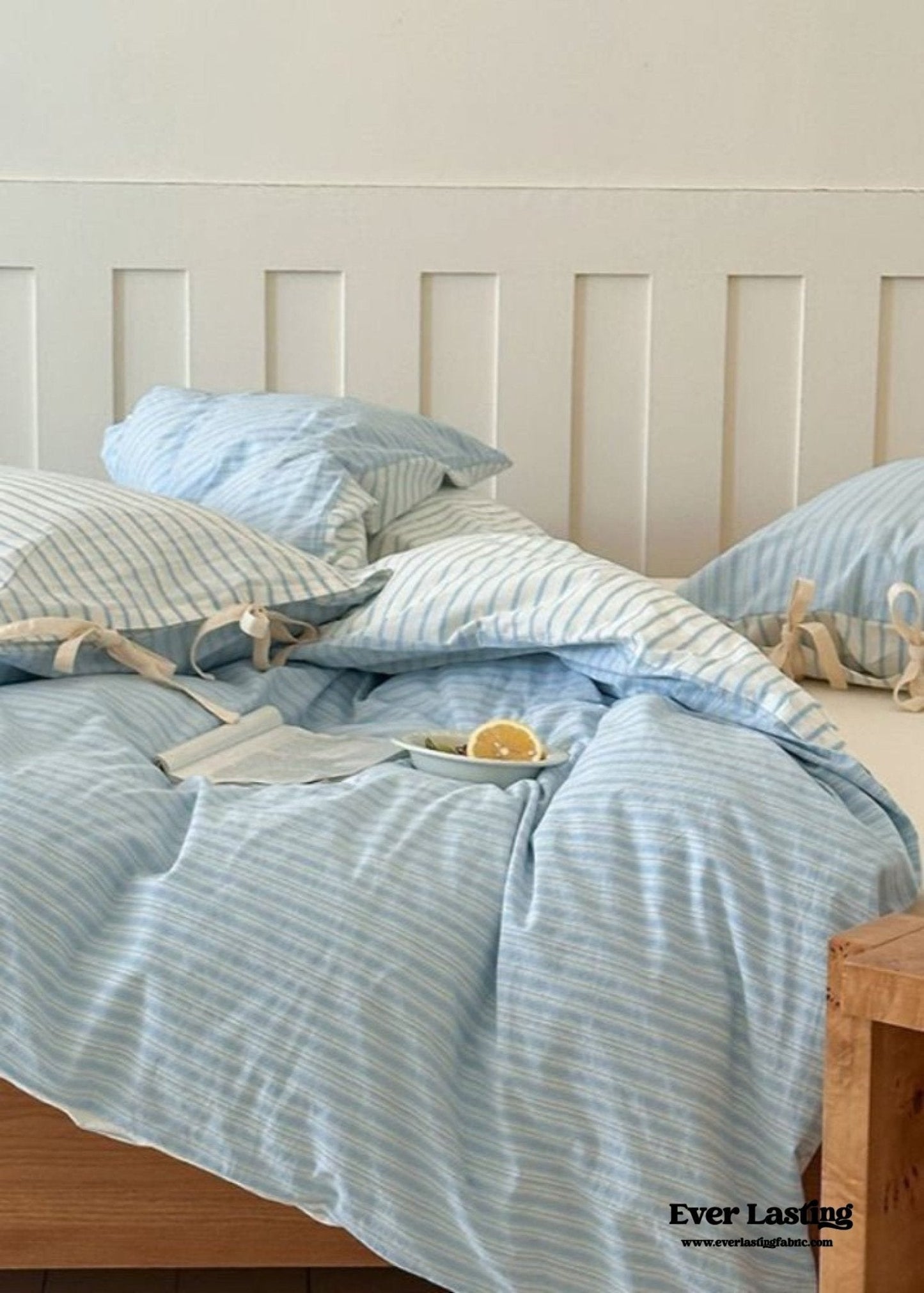 Josie Bow Tied Striped Bedding Set / Purple
