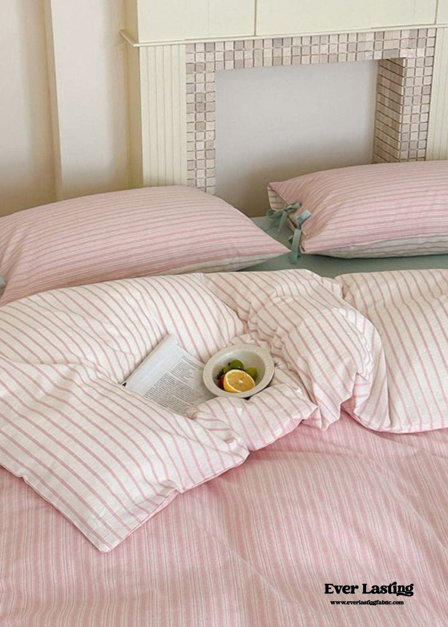 Josie Bow Tied Striped Bedding Set / Purple