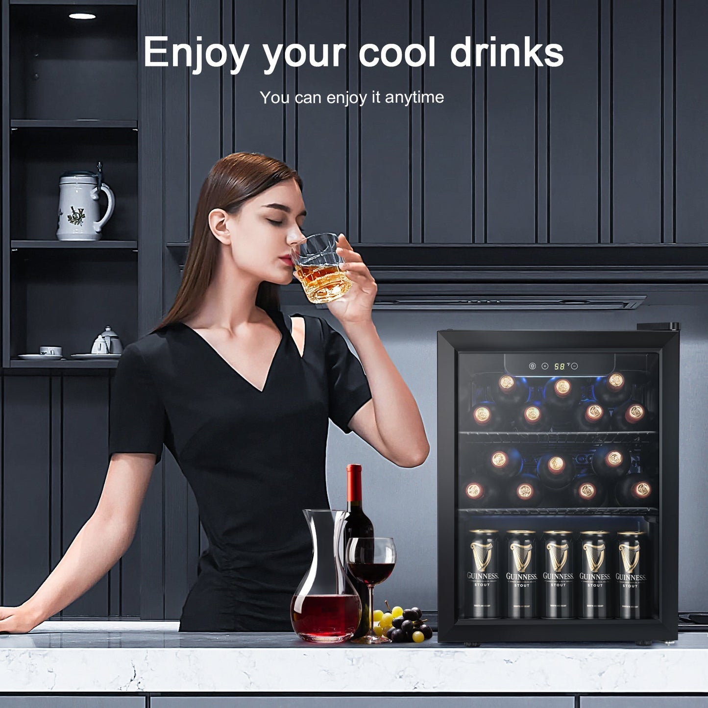 Kismile 1.7 Cu.ft Beverage Refrigerator and Cooler W5848H