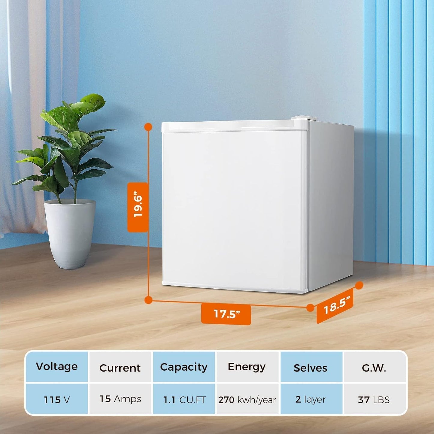Kismile Mini Freezer,1.1 Cu.ft Upright Freezer with Reversible Single Door