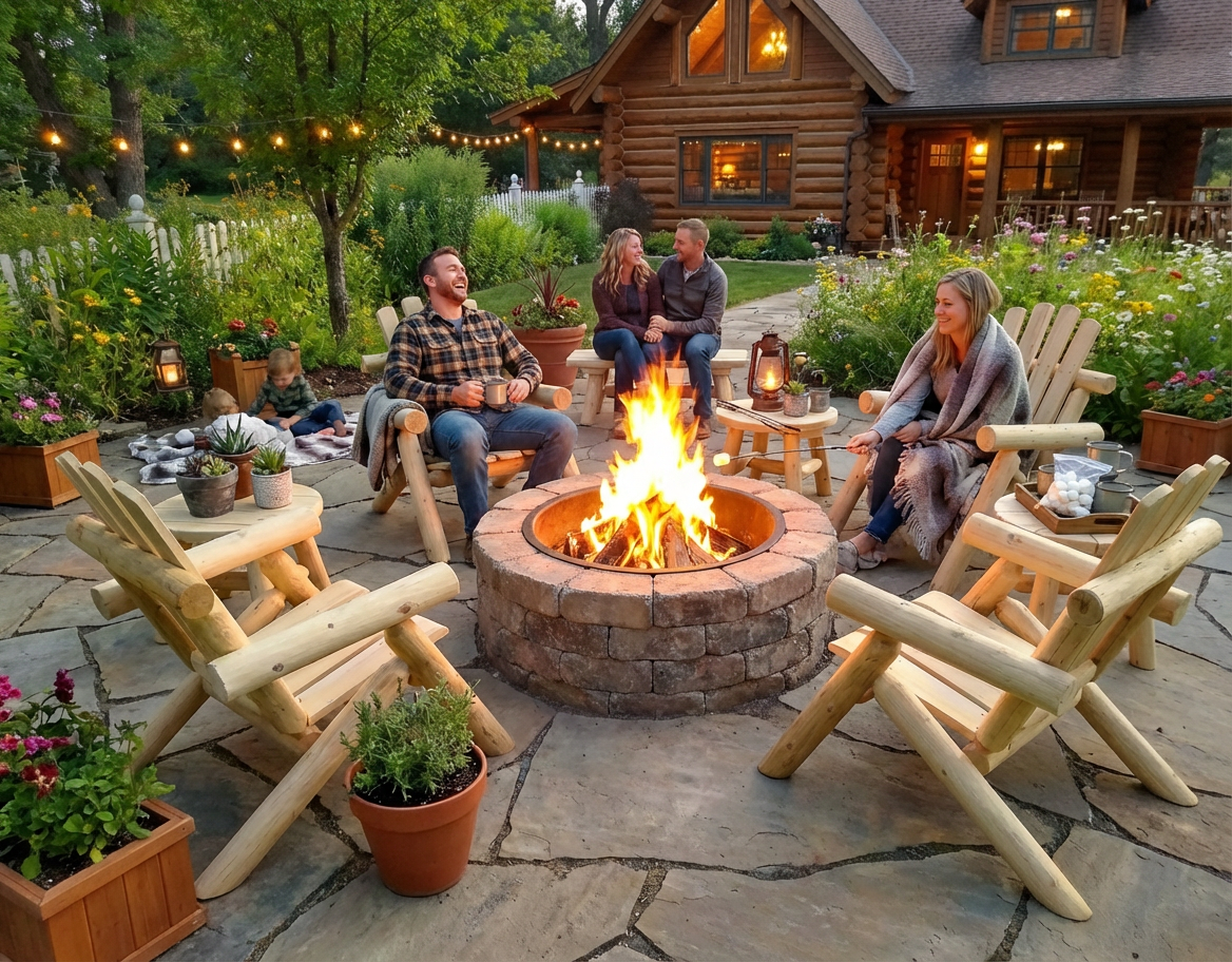 Log Wooden Deck Chair