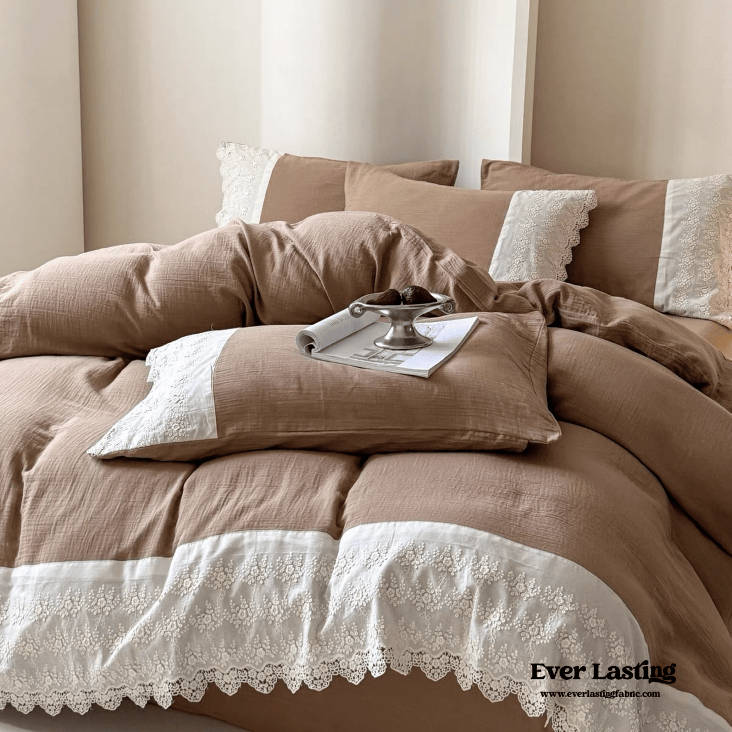 Margaux Lace Double Gauze Bedding Set / Sage Green