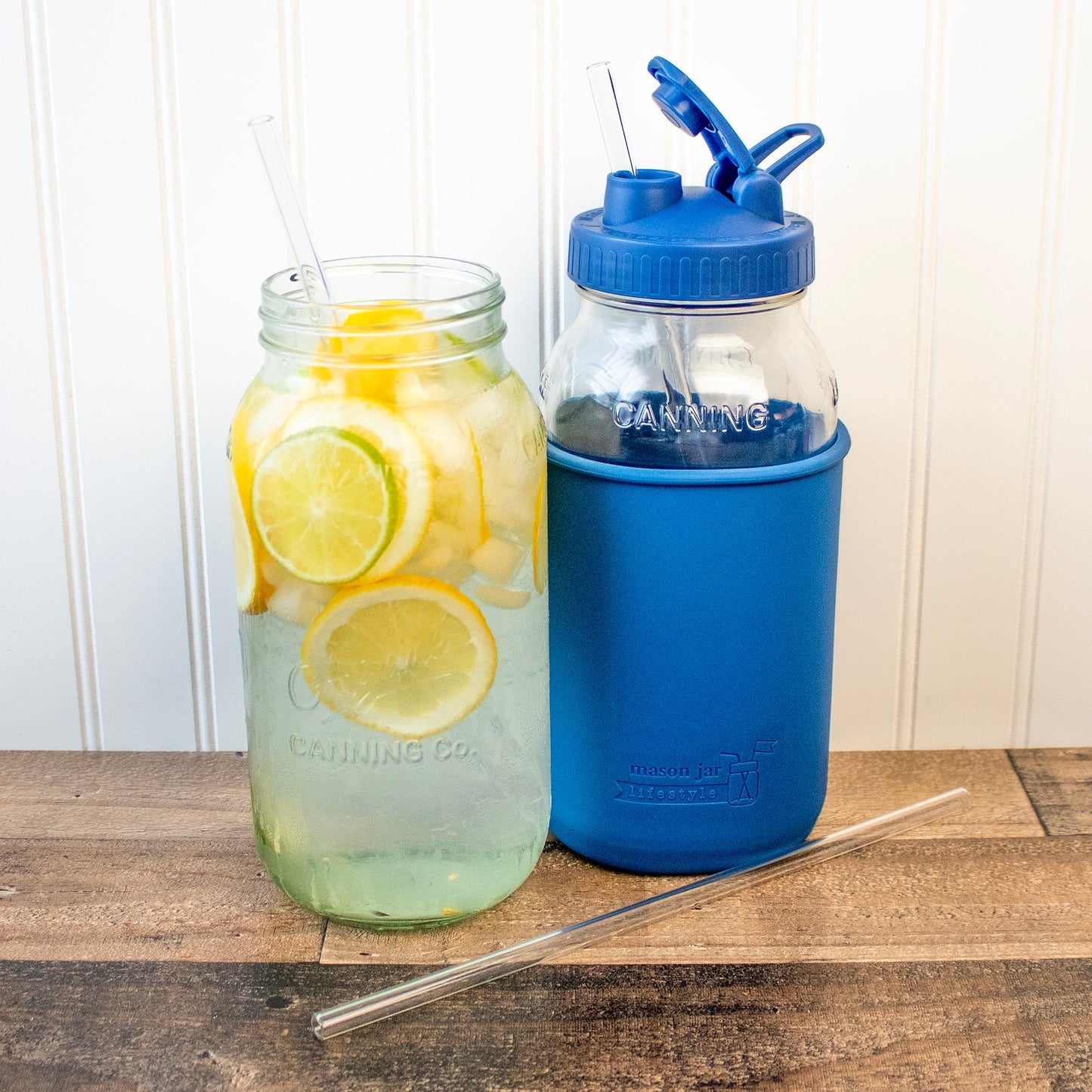 Extra 11 3/4" Long Glass Straws for Half Gallon Mason Jars 4 Pack + Cleaner