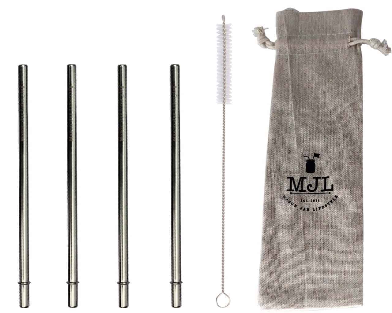 Medium 7 1/4" Safer Rounded End Stainless Steel Straw for Pint Mason Jars