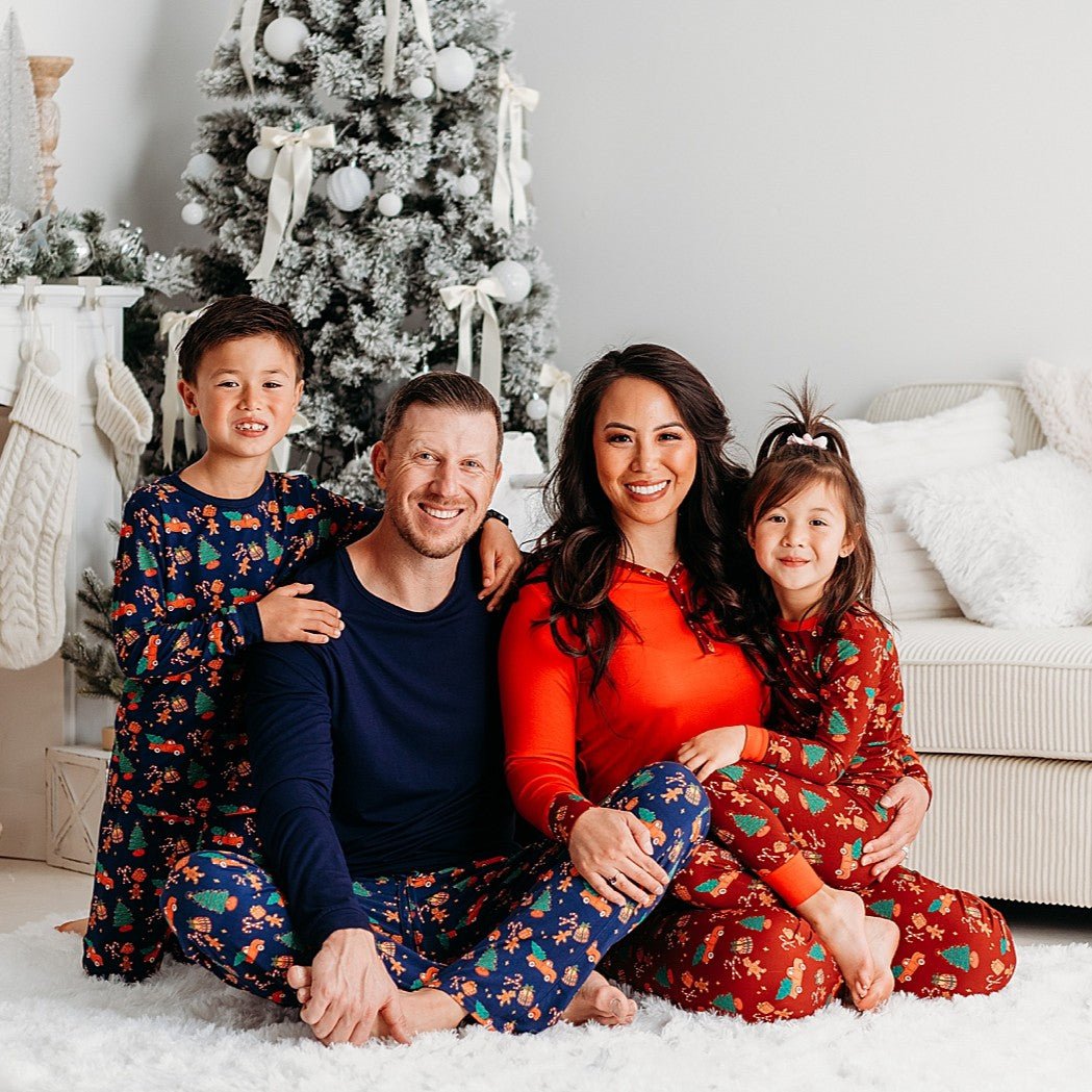 Kids’ Blue Christmas Pajama Set – Cozy Bamboo PJs with Red Truck & Tree Print (2025 Limited Edition)