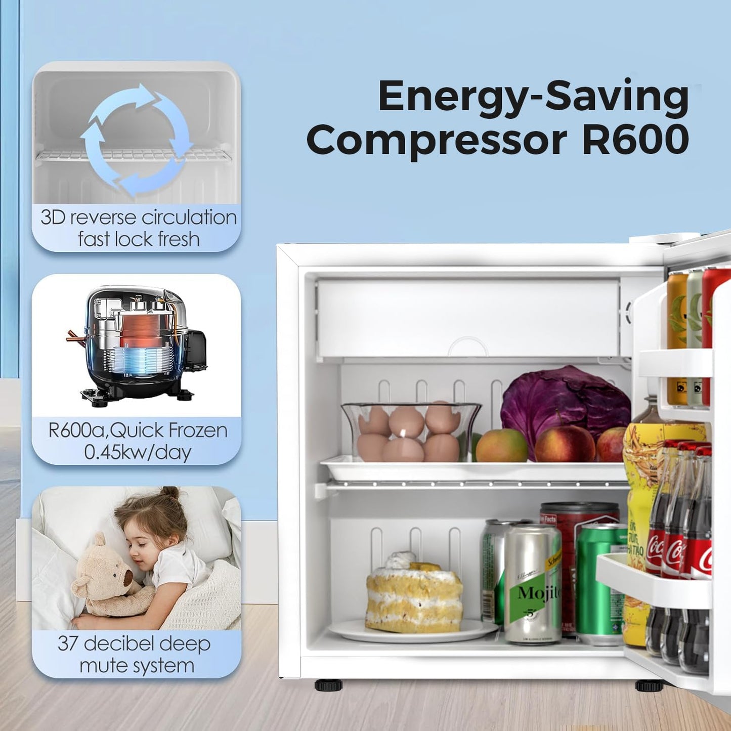 2.6\3.2 cu. ft Mini Fridge with Freezer