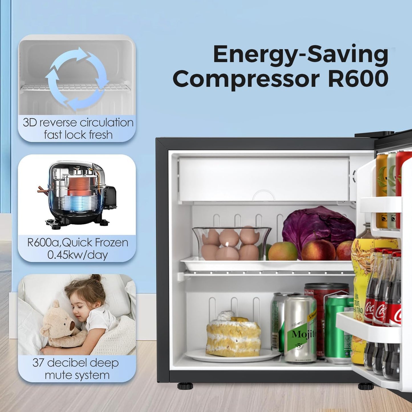 2.6\3.2 cu. ft Mini Fridge with Freezer