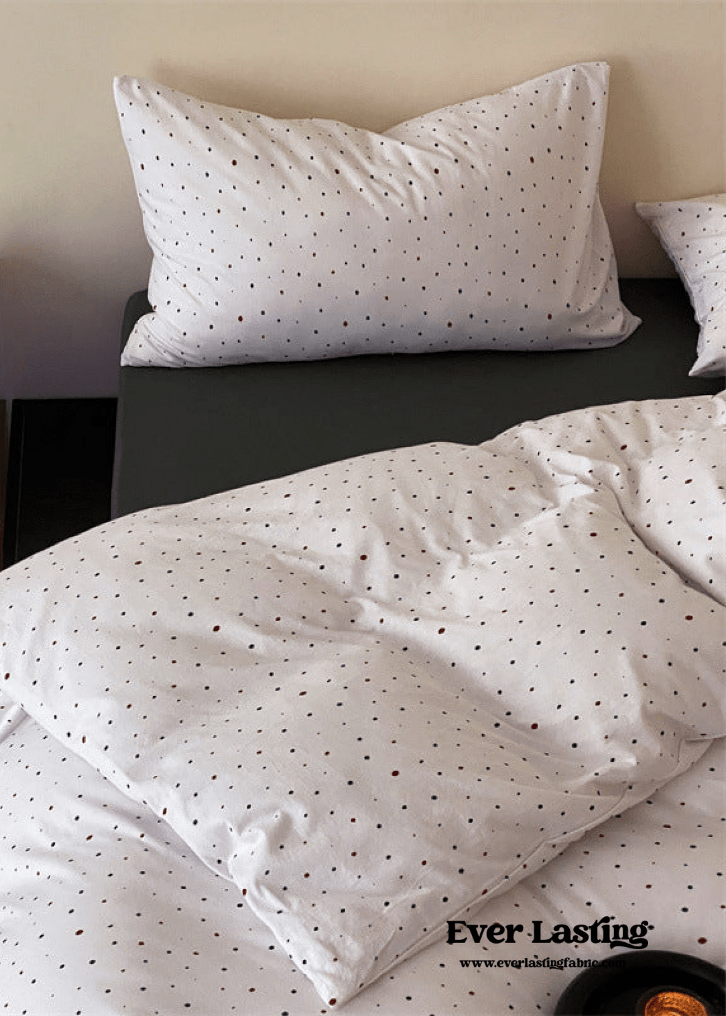 Mini Polka Dot Jersey Knit Bedding Set / Black + Pink