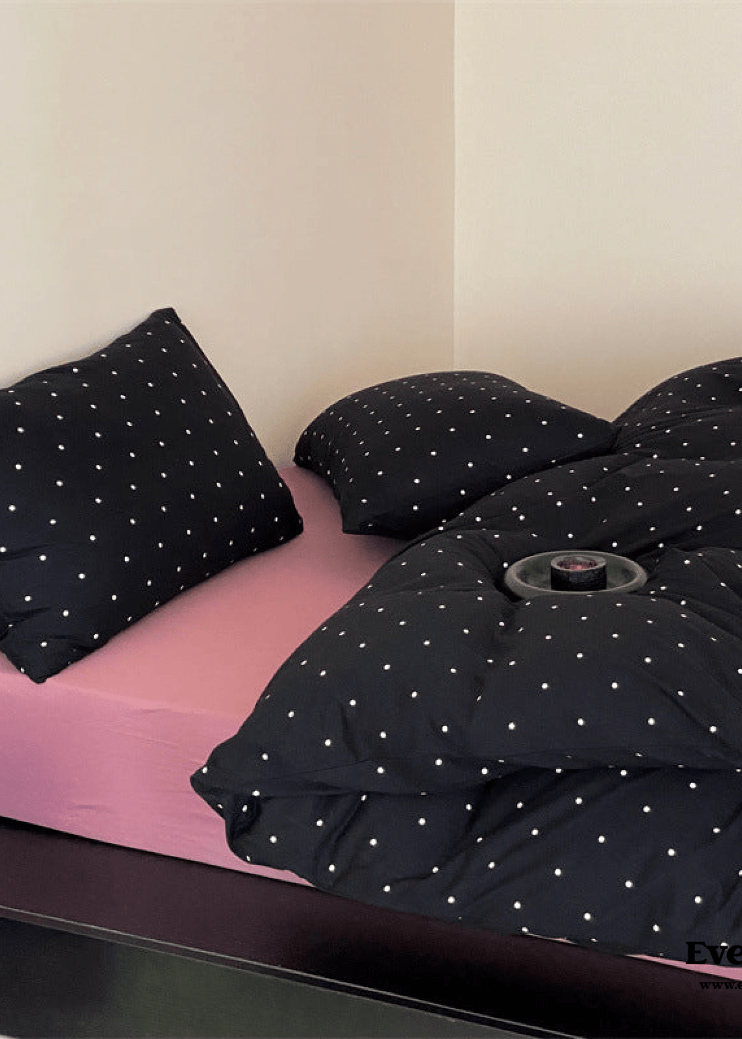 Mini Polka Dot Jersey Knit Bedding Set / Blue + Black